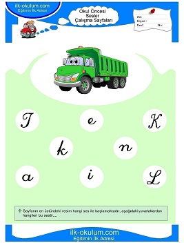 Çocuklar İçin K Sesi Çalışma Sayfaları 
